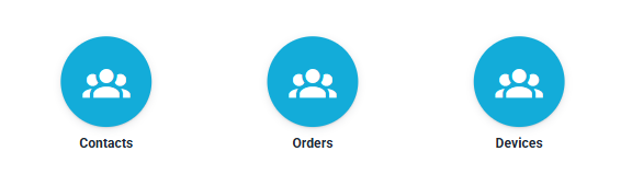 Groups named Contacts, Orders, and Devices