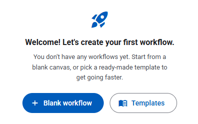 Choose Blank to create a new workflow